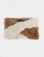 Beige/white tubular wool scarf