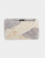 Two-tone gray tubular wool scarf