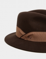 Brown felt fedora hat