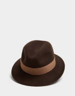 Brown felt fedora hat