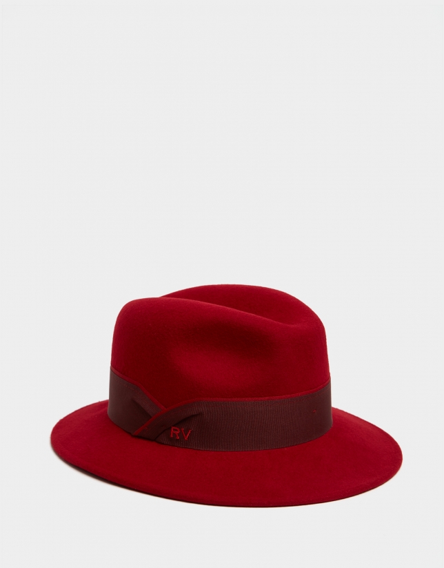 red felt fedora hat