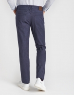 Dyed blue pants with five pockets