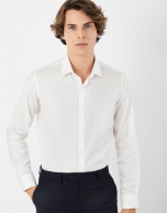 White fake plain cotton dress shirt