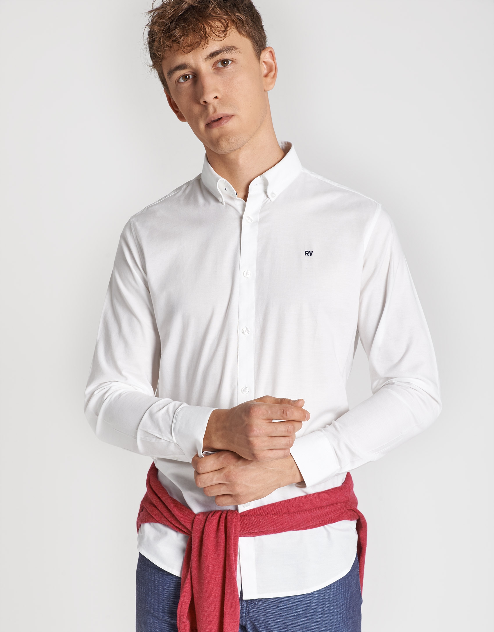 Camisa sport oxford algodón blanco