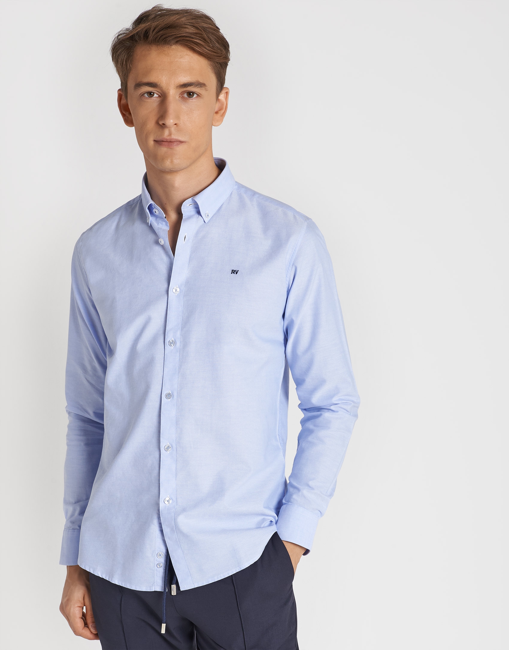 Camisa sport oxford algodón celeste