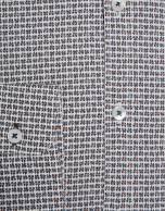 Blue and tan clover print sport shirt