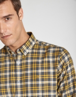 Gray and yellow checked sport shirt