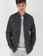 Gray denim shirt with pockets