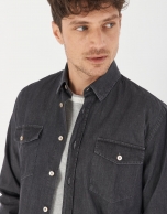 Gray denim shirt with pockets