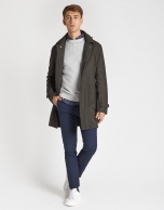 Khaki fabric coat with vest