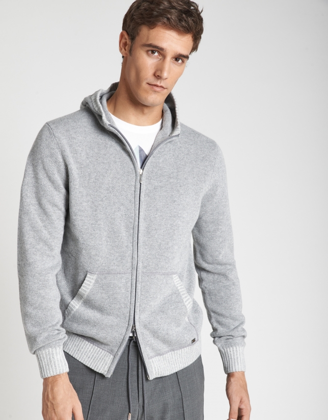 Chaqueta cremallera con capucha gris - Man | Roberto Verino