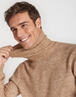 Beige sweater with turned up collar