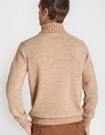 Beige sweater with turned up collar