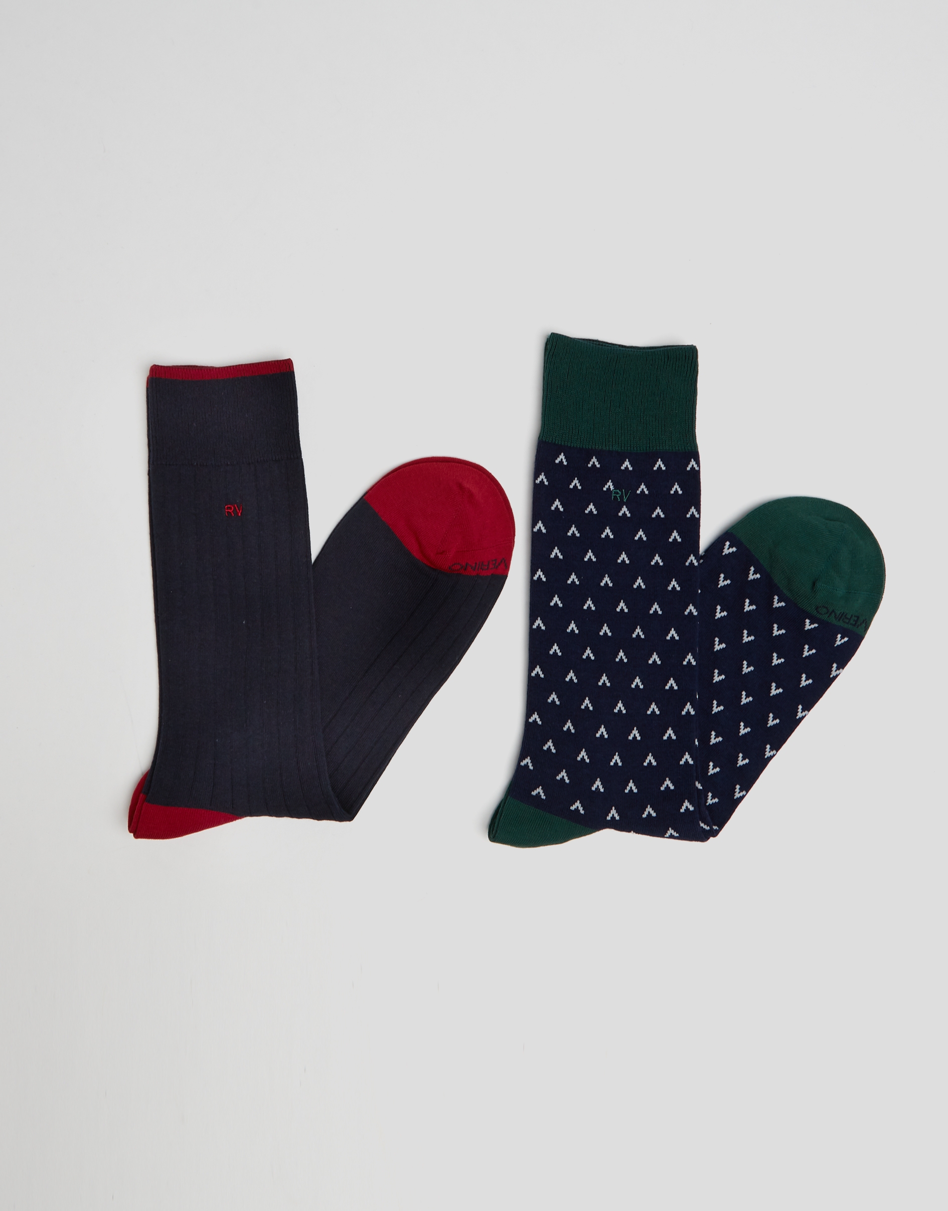 Package of plain and geometric jacquard socks