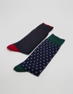 Package of plain and geometric jacquard socks