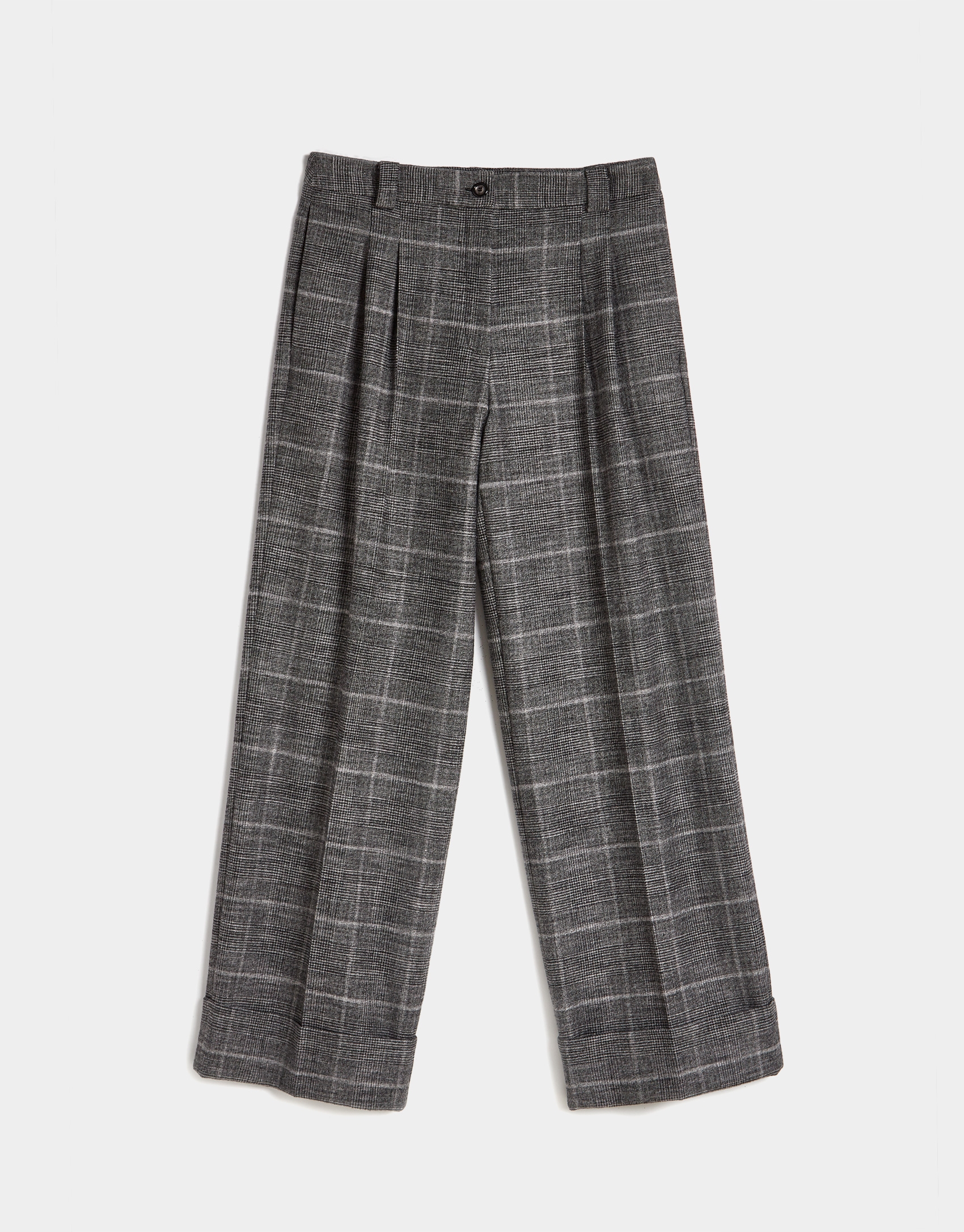 Grey glen plaid dressy wide pants