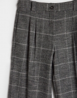 Grey glen plaid dressy wide pants