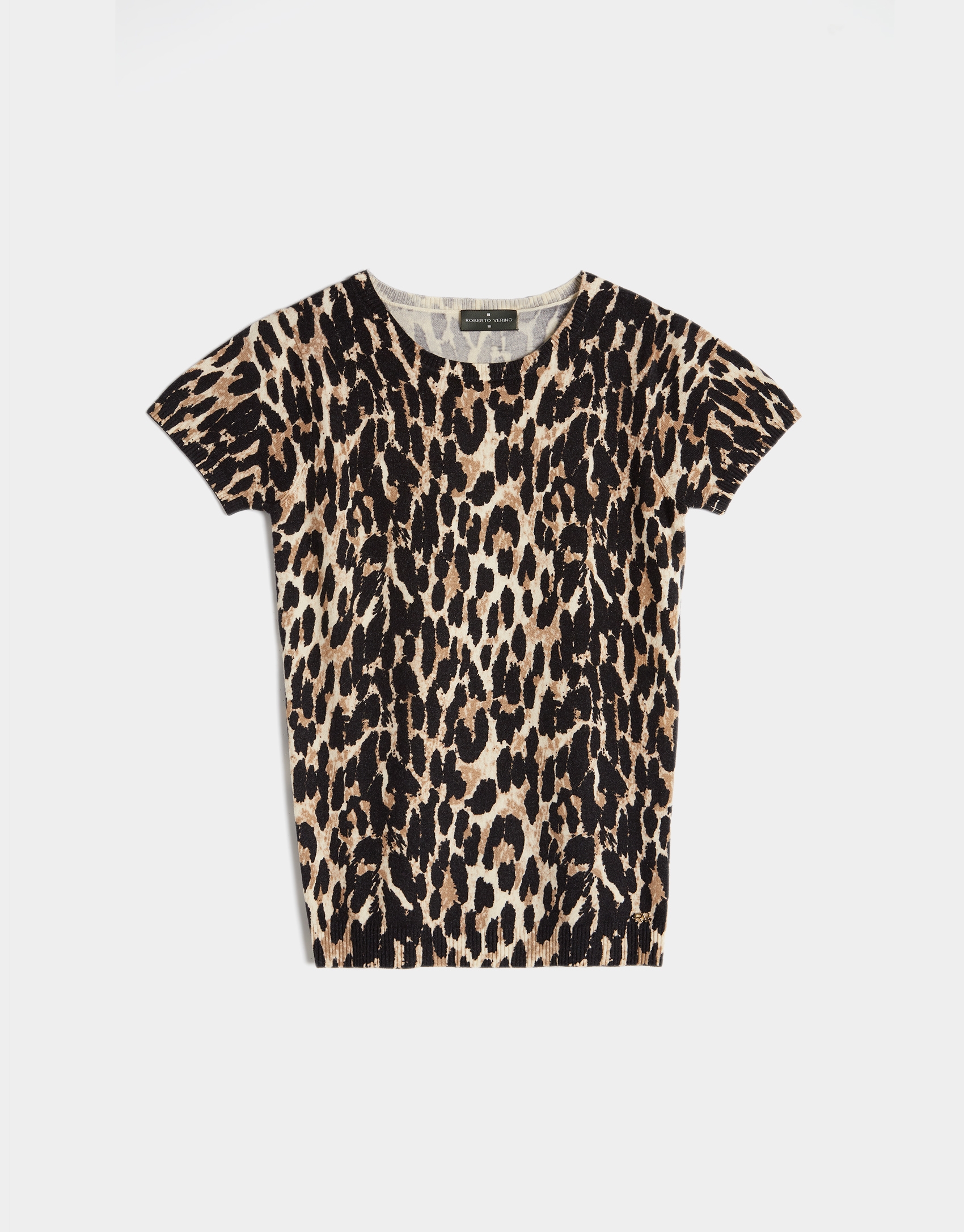 Brown animal print top with short sleeves