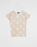 Beige floral print top with short sleeves