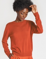 Dark brick openwork sweater