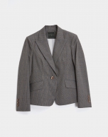 Gray and camel glen plaid blazer