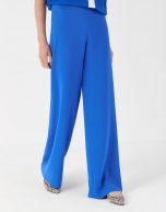 Pantalón palazzo crepé azul