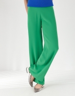 Green crepe palazzo pants