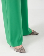 Green crepe palazzo pants