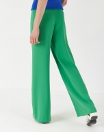 Green crepe palazzo pants