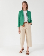 Sand-colored pants with patch pockets