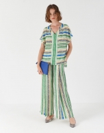 Multicolor striped, wide pants