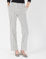 Black and white striped straight pants