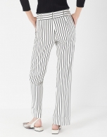 Black and white striped straight pants