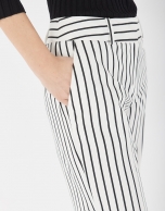 Black and white striped straight pants