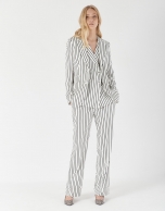 Black and white striped straight pants