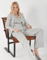 Black and white striped straight pants