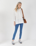 White oversize shirt with flared bottom