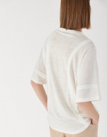 White linen top with hem-stitching