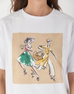 Camiseta blanca ilustración moda dos figurines