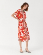 Red floral print kaftan dress 