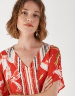 Red floral print kaftan dress 