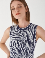 Midi jacquard knit dress with blue print