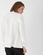 White ramie double-breasted blazer