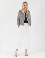 Black and white jacquard short jacket