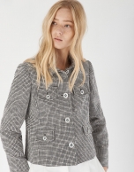 Black and white jacquard short jacket