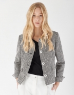 Black and white jacquard short jacket