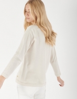 Sand-colored sweater with French sleeves