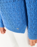 Blue decorative knit sweater