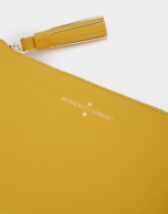 Yellow saffiano leather Lisa Nano clutch bag