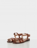 Light brown leather flat sandals